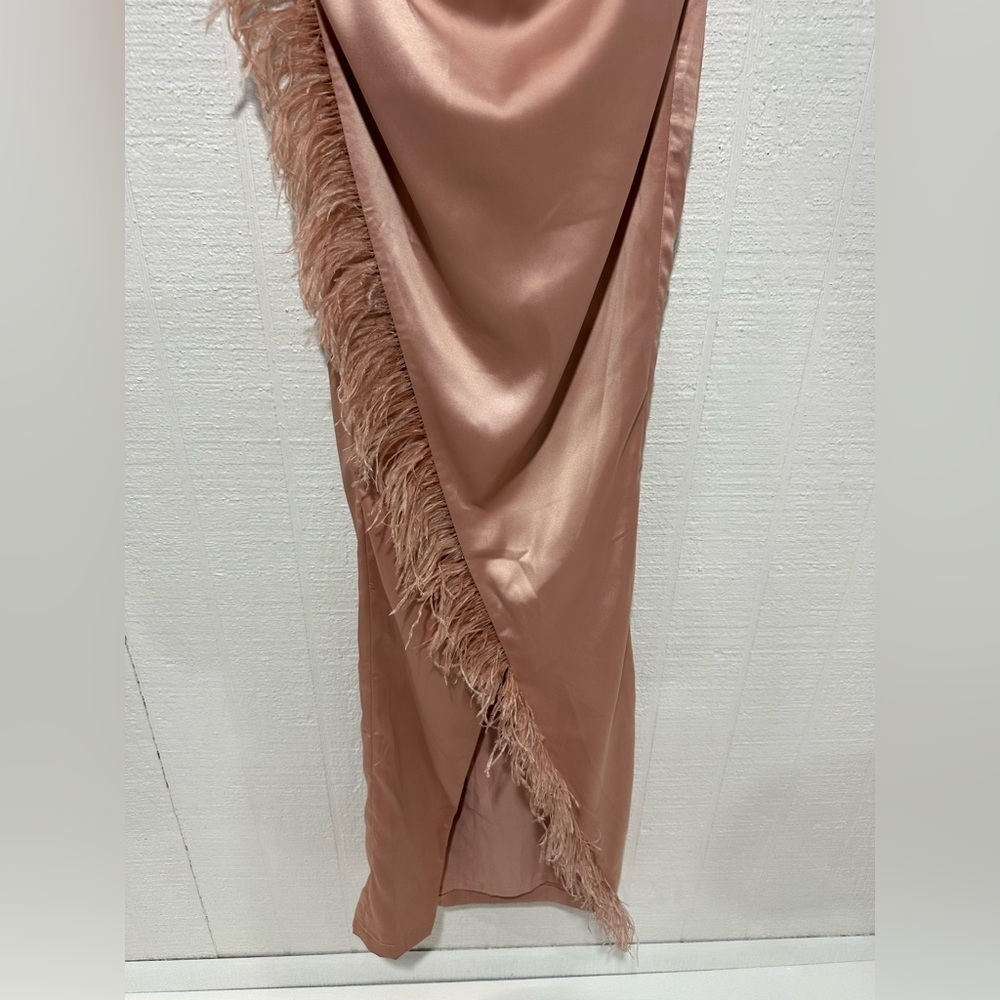 NWT Blithe strapless feather formal gown blush pi… - image 5